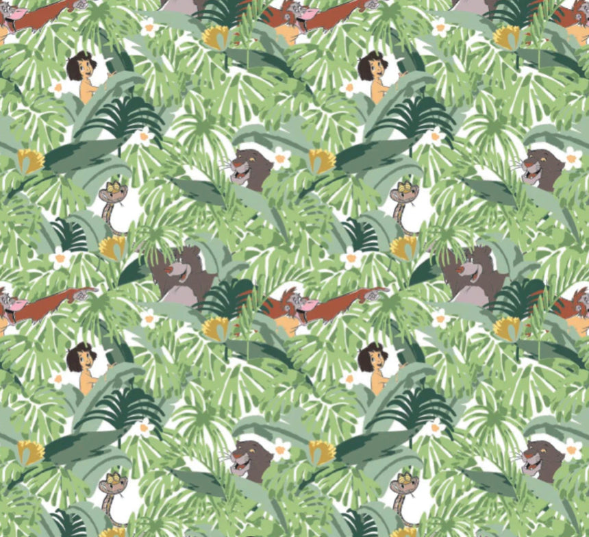 Disney Jungle Book Collection II - Hide and Seek - White Fabric - 1/2 Meter - Cotton Fabric