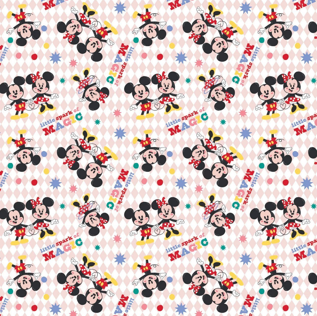 Character Nursery - Mickey Mouse Magic - Pink Fabric - 1/2 Meter - Cotton Fabric