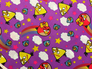 Angry birds - Purple Fabric - 1/2 Meter - Cotton Fabric