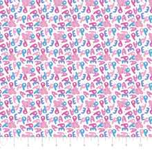 Charger l&#39;image dans la galerie, Peppa Pig - Peppa Face Toss - White Fabric - 1/2 Meter - Cotton Fabric
