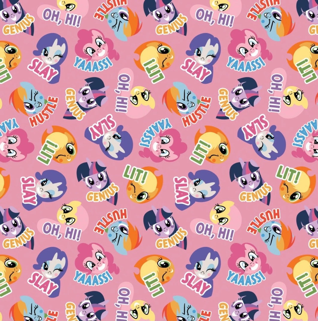 My Little Pony II - Pony Toss - Pink Fabric - 1/2 Meter - Cotton Fabric