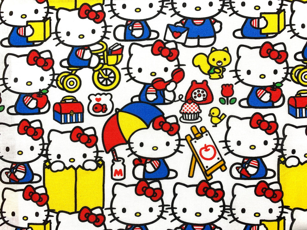 Hello Kitty at Play - White Fabric - 1/2 Meter - Cotton Fabric