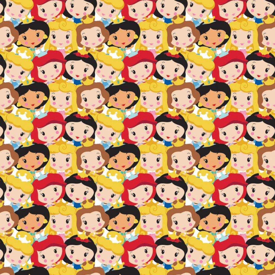 Disney Princess Kawaii - Cute Princess Party - Multi Fabric - 1/2 Meter - Cotton Fabric