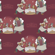 Charger l&#39;image dans la galerie, Disney Classic- Lady and the Tramp - Bella Note - Burgundy Fabric - 1/2 Meter - Cotton Fabric
