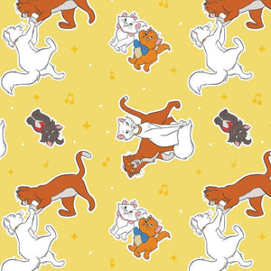 Aristocats Toss Yellow 85030202 Fabric - 1/2 Meter - Cotton Fabric