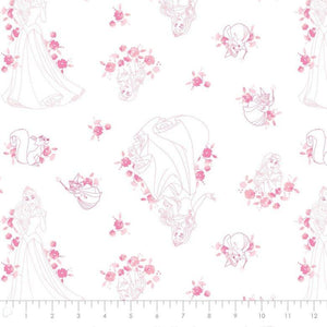 Princess Aurora - White Fabric - 1/2 Meter - Cotton Fabric