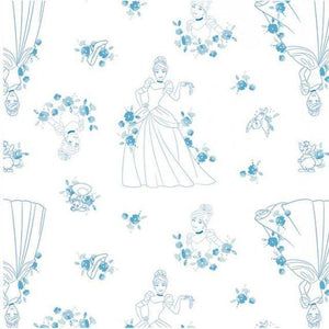 Cinderella - White Fabric - 1/2 Meter - Cotton Fabric